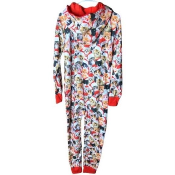 Tipsy Elves Meowy Catmus Unisex Holiday Christmas Jumpsuit One Piece Sz Small - Picture 6 of 7